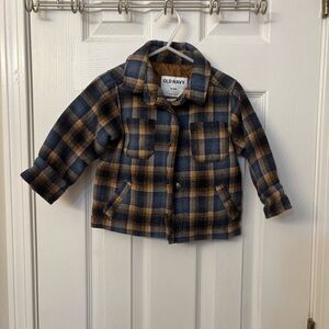 Old Navy Baby Boy Quilt Lined Blue & Yellow Plaid Jacket Size 12-18 Months